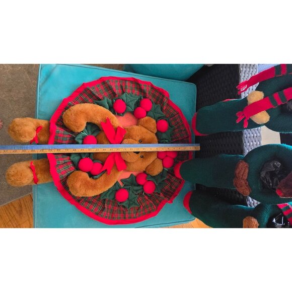 Vintage Large Teddy Bear Wreath AND 3 Stockings All Handmade, Read Description - Picture 4 of 16